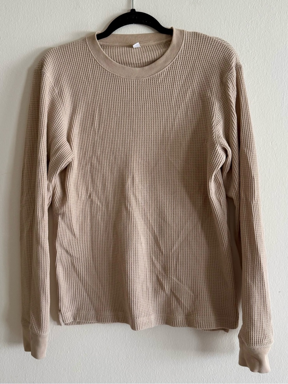Uniqlo • Beige Long Sleeve Waffle Knit Shirt